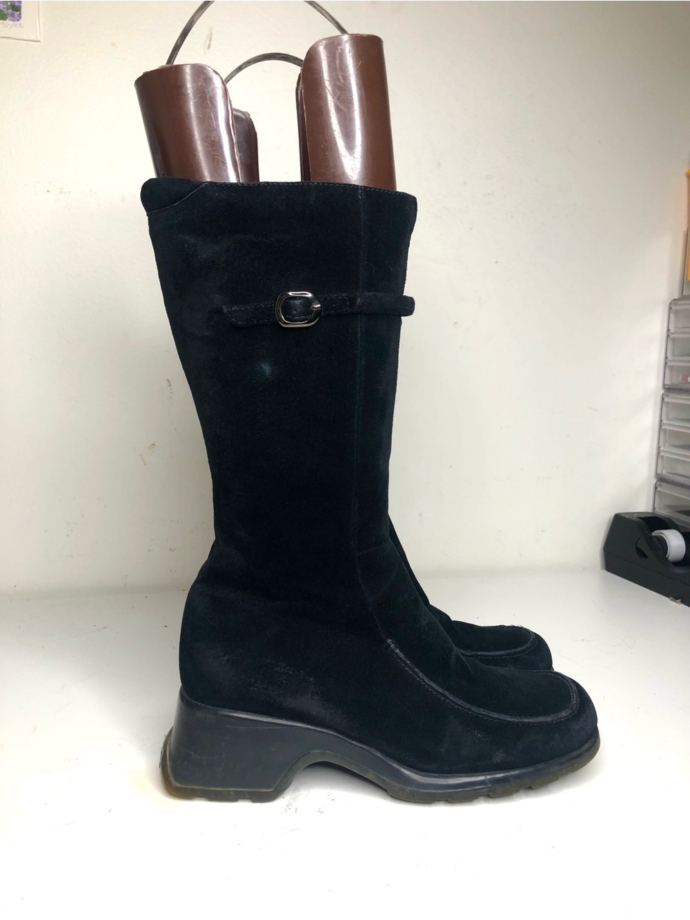 Women’s Black Suede leather Knee-High Boots